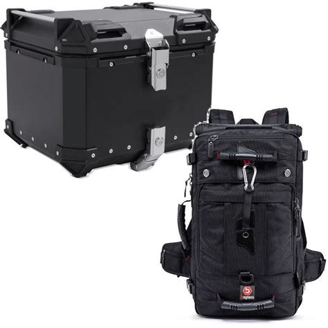 Set Top case aluminium moto XB55 noir 55 Litres Bagtecs avec Sac à dos