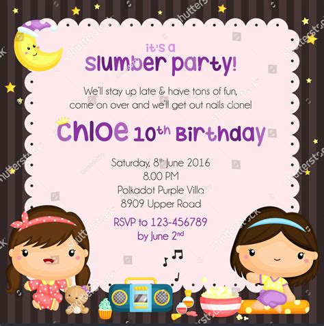 Slumber Party Invitation 14 Examples Illustrator Word Pages