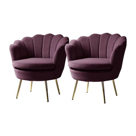 Jayden Creation Fidelia Purple Tufted Barrel Chair With Scalloped