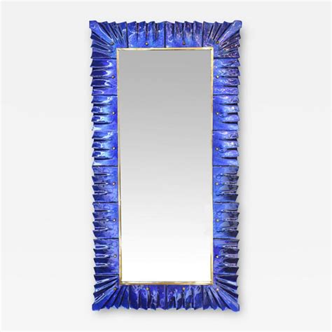 Large Murano Cobalt Blue Glass Mirror In Stock