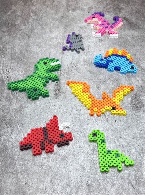 Dinosaurier aus Bügelperlen basteln Homemadery Perler bead art