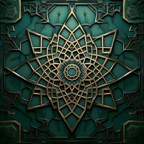 Islamic Arabic Green Luxury Background with Geometric Pattern Stock Illustration - Illustration ...