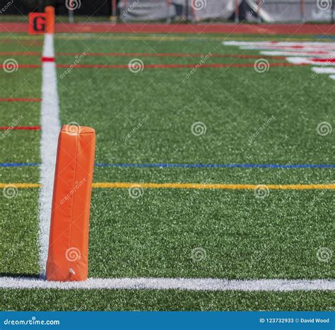 Football end zone pylon stock image. Image of artificial - 123732933