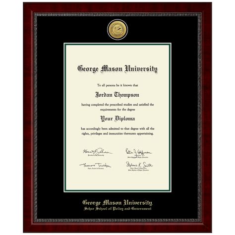 Gold Engraved Medallion Diploma Frame In Sutton George Mason University