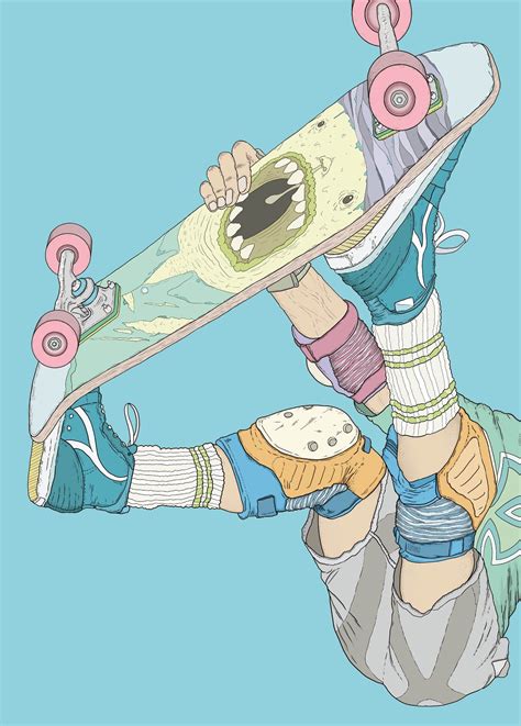 Illustration 80s Skateboarding Skateboard Art Skateboard Art Design