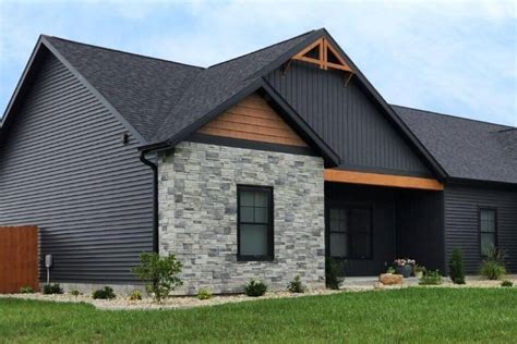 Home Exteriors with Modern Faux Rock Siding Color Combos