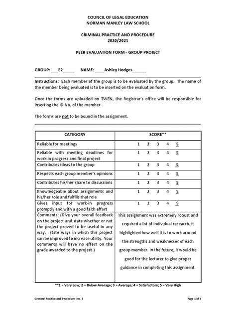 Peer Evaluation Form 2021 Crim Prac Descargar Gratis Pdf Applied Psychology Behavior