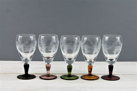 Vintage Liqueur Glasses Port Or Sherry Glasses Set Of 5 Etsy Uk Liqueur Glasses Sherry