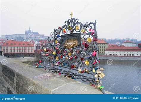 Plaque With Saint John Of Nepomuk On The Charles Bridge Prague Czech Republic Editorial