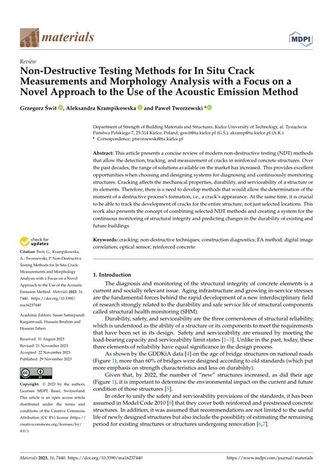 PDF Non Destructive Testing Methods For In Situ Crack Measurements