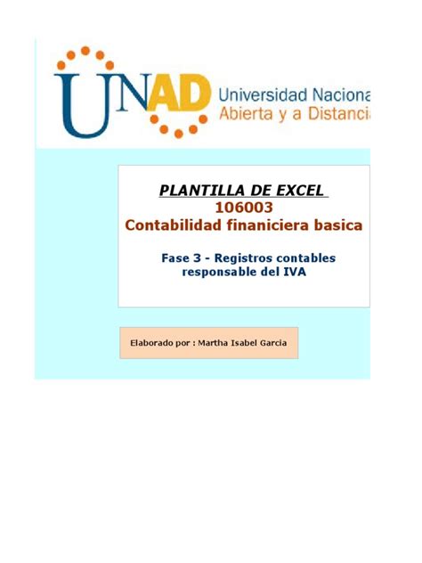 Plantilla Excel Fase 3 Registros Contables Responsable De Iva Pdf Tarjeta De Débito