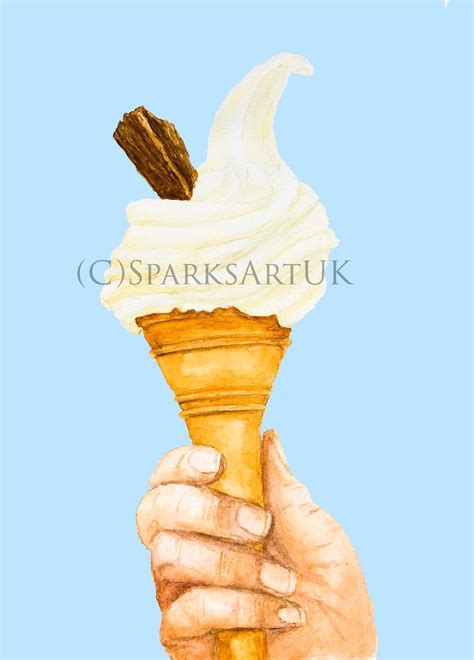 Mr Whippy 99 Helado En Escamas Impresión De Acuarela Etsy España