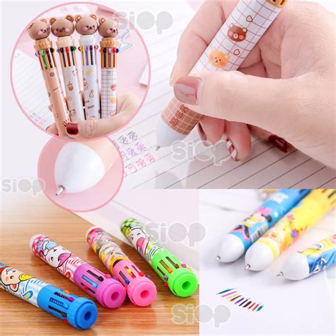 Jual Pulpen Teddy Bear Cartoon Character 10 Warna Pena Beruang Karakter