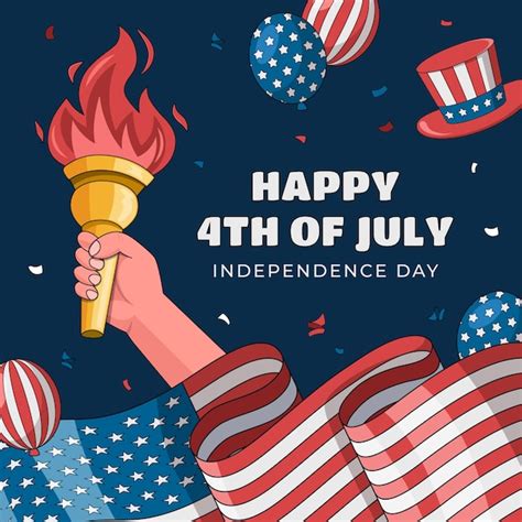 Premium Vector Hand Drawn Illustration For American 4th Of July