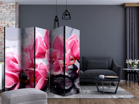 Paravent En Bois Orchid Flowers With Zen Stones Ii Room Dividers