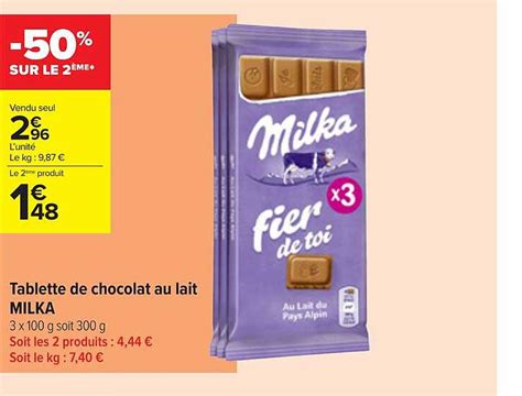 Promo Tablette De Chocolat Au Lait Milka Chez Carrefour Contact