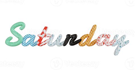 Saturday Colorfull 3d Text 12896198 PNG