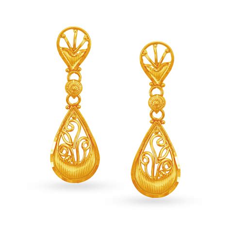 Tantalizing 22 Karat Yellow Gold Teardrop Drop Earrings