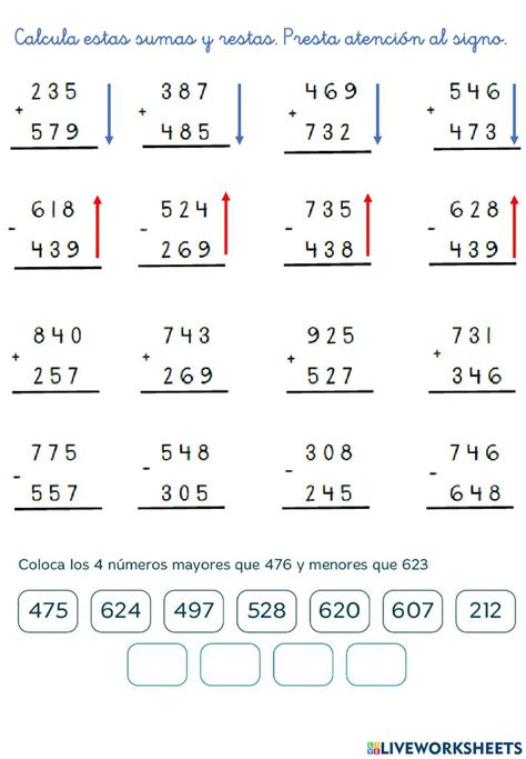 Suma Y Resta Worksheet