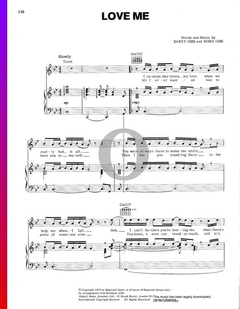 Love Me (Bee Gees) Piano Sheet Music - OKTAV