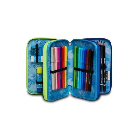 Astuccio Scuola Zip Seven Triplo Scomparto Pencil Case String Boy Tre