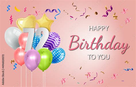 Happy 72th birthday balloons greeting card background vector. Happy ...