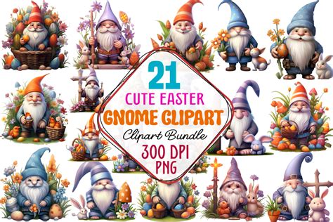 Cute Easter Gnome Sublimation Clipart Graphic By CraftArt Creative