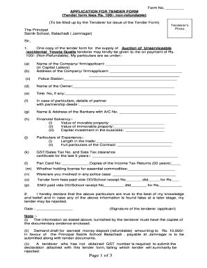 How Fill In A Tender Form Fill Online Printable Fillable Blank