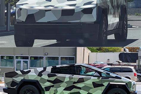 Tesla Cybertruck In Camouflage Wrap Spotted At In N Out Drive Through