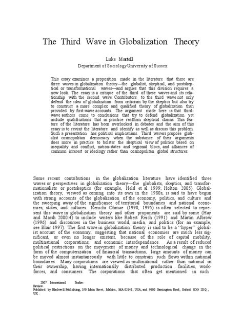 The Third Wave in Globalization Theory | PDF | Globalization | Cosmopolitanism