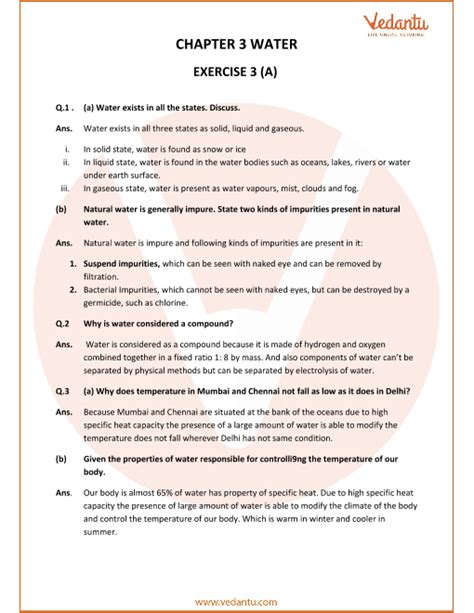 Selina Concise Chemistry Class Icse Solutions For Chapter Water