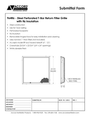 Fillable Online Submittal Form 964R6 Steel Perforated TBar Return