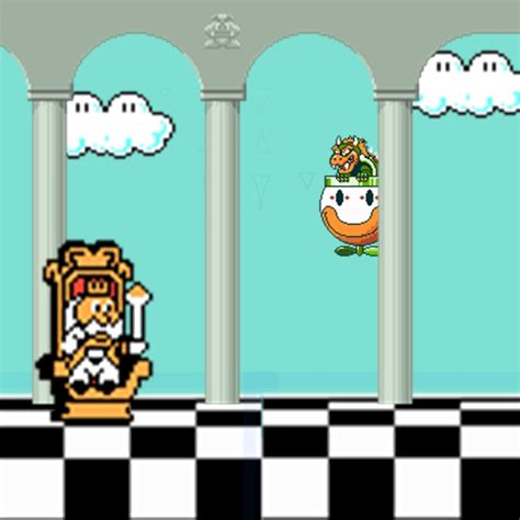 A sprite Image with King Koopa / Bowser approaching a castle