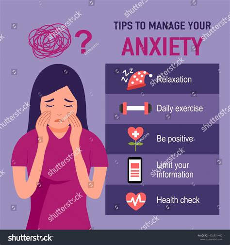 Tips Anxiety Management Infographic Woman Anxiety Stock Vector Royalty