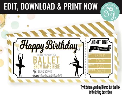 Birthday Surprise Ballet Ticket Gift Voucher Ballet Nutcracker