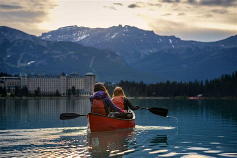 Lake Louise Canoe Banff National Park Canada Hannah And Pam Enjoy A