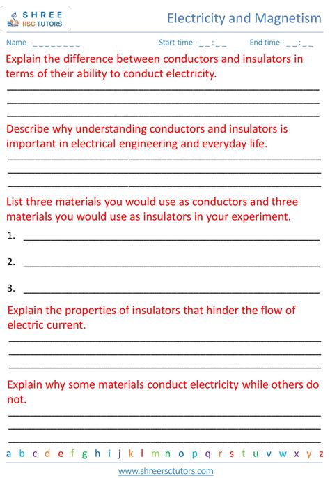 Conductors And Insulators Worksheets For Grade 7 Science Shree Rsc Tutors