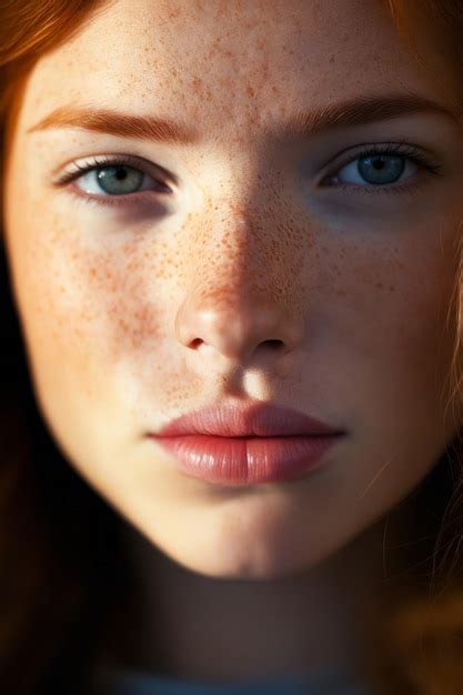 Premium Photo Close Up Of Woman With Freckles On Her Face