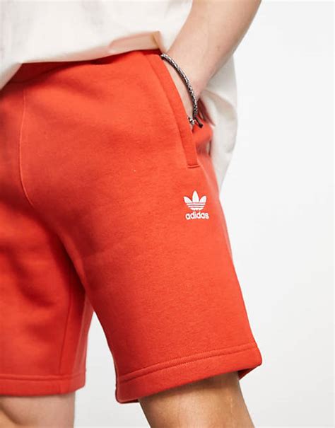 Adidas Originals Trefoil Essentials Shorts In Red Asos