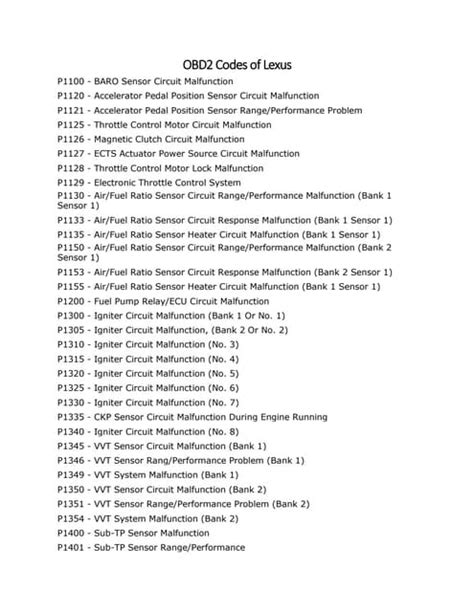 lexus obd codes