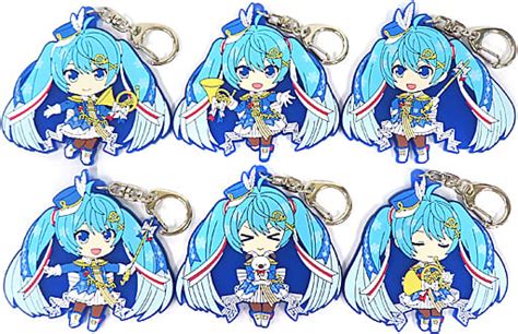 6 Type Set Yuki Miku 2020 Nendoroid Pulasu Trading Rubber Key Chain