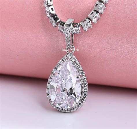 Ctw Moissanite Pear Pendant Necklace For Women Pear Etsy