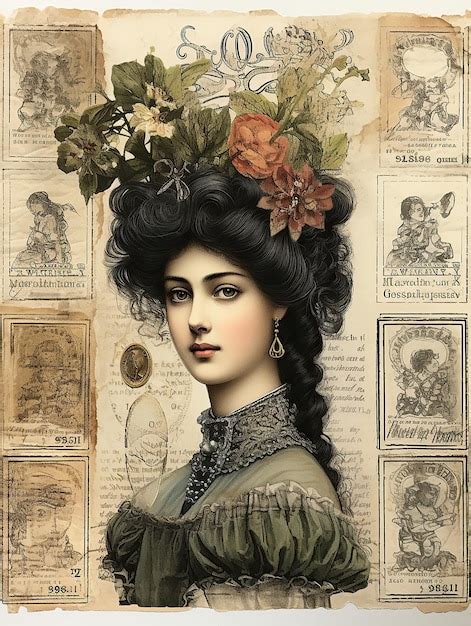 Premium Ai Image Victorian Woman With Floral Decoration Vintage