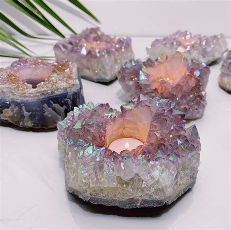 Aura Amethyst Cluster Candle Holder 1 2kg 15cm Crystal Empire Wholesale