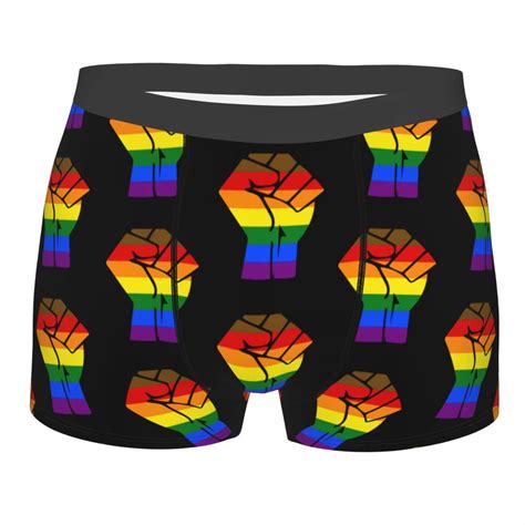 Custom Distressed Gay Bear Pride Flag Stripe Underwear Men Sexy LGBT GLBT Lesbian Boxer Shorts