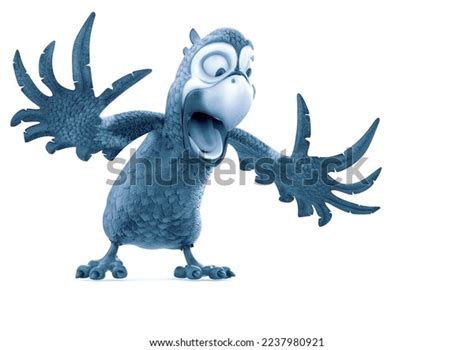 Parrot Cartoon Surprised Looking Down 3d Stock Illustration 2237980921