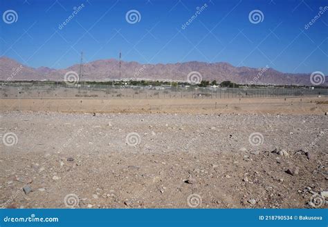 Border between Jordan and Israel in Arava Desert Stock Photo - Image of ...