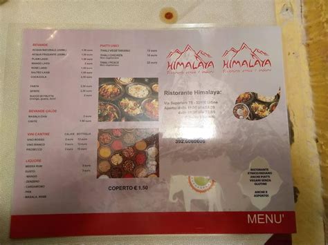 Menu at Himalaya Indian Restaurant, Udine