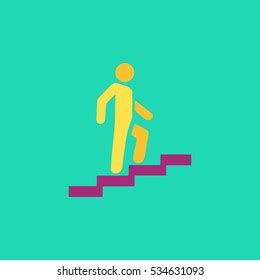 Man On Stairs Going Simple Vector Stock Vector Royalty Free