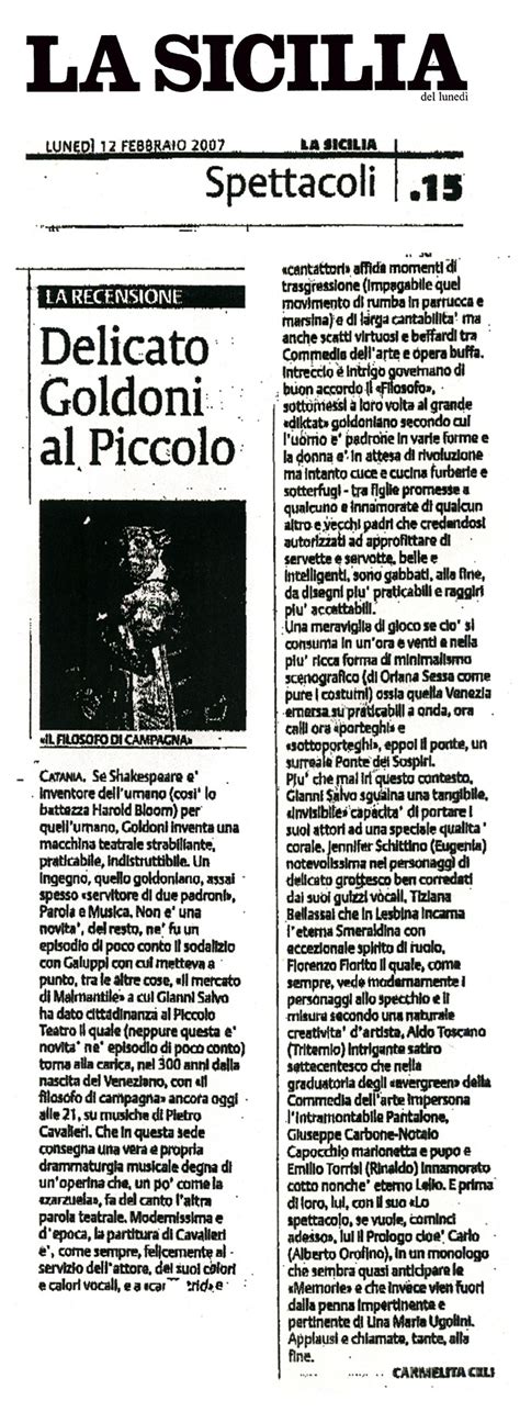 Il Filosofo Di Campagna Piccolo Teatro Gianni Salvo